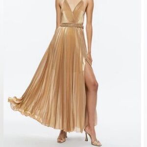 Alice & Olivia Tresa Pleated Halter Maxidress sz 12 NWT